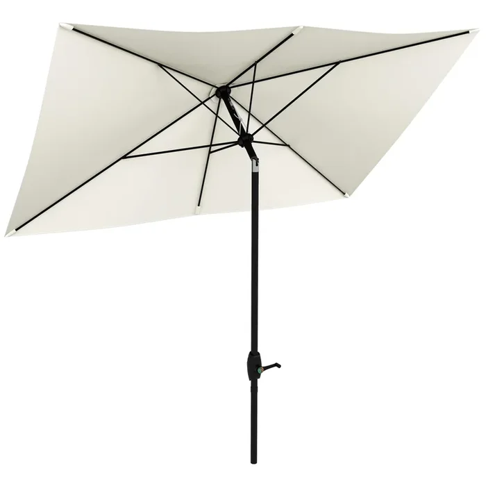 Outsunny Sombrilla de Terraza Exterior 3×2 m Parasol de Terraza Exterior con Ángulo Ajustable Mástil de Aluminio y Protección UV 50+ Sombrilla para Jardín Patio Beige