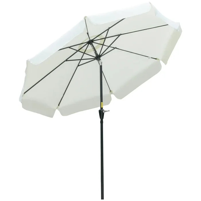 Outsunny Sombrilla Terraza Exterior Ø266 cm Sombrilla de Jardín Inclinable con Protección UV50+ Poste de Aluminio y Manivela Parasol para Patio Terraza Beige