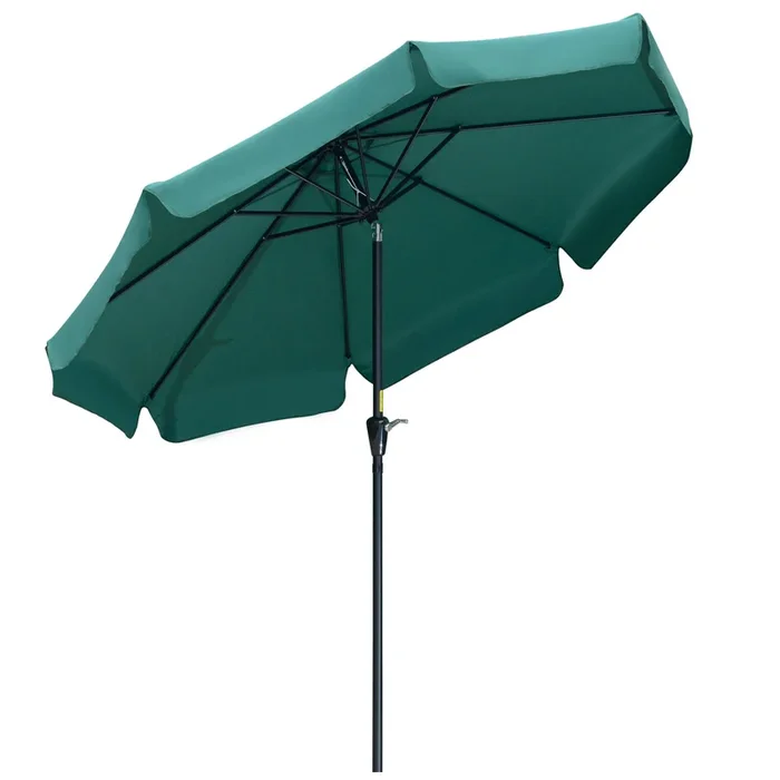 Outsunny Sombrilla Terraza Exterior Ø266 cm Sombrilla de Jardín Inclinable con Protección UV50+ Poste de Aluminio y Manivela Parasol para Patio Terraza Verde