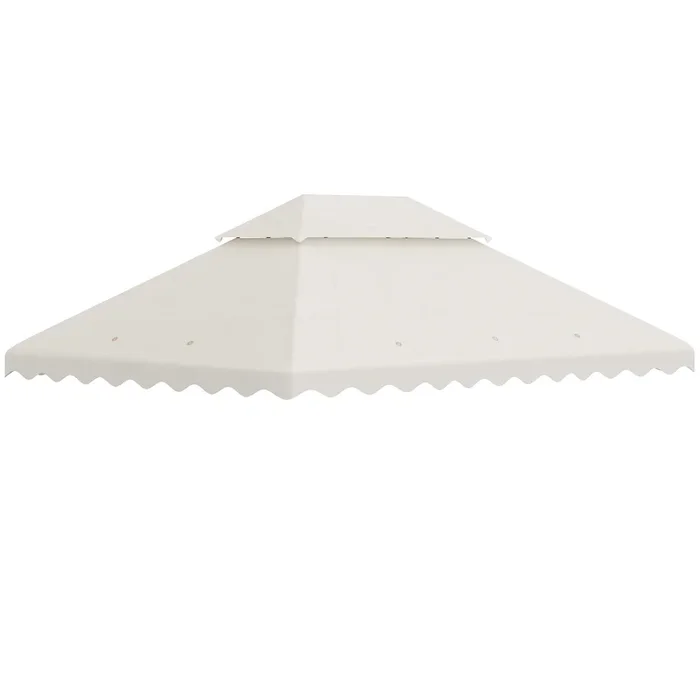Outsunny Techo de Repuesto para Carpa 4×3 m Cubierta de Reemplazo con Techo de Doble Ventilación y 10 Orificios de Drenaje para Patio Jardín Aire Libre Crema