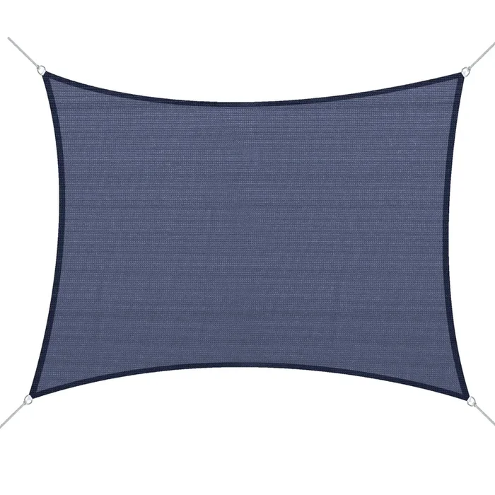 Outsunny Toldo Vela de Sombra Rectangular 4×6 m Toldo de Terraza con Anti-UV Anillo de Acero Inoxidable y Cuerdas de Nylon para Jardín Patio Azul