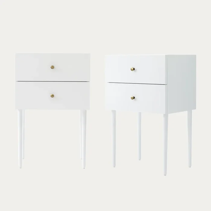 Pack 2 mesitas de noche blanca 2 cajones Sid Blanco – Kenay Home