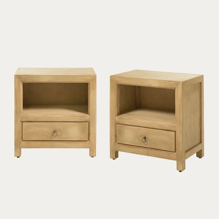 Pack 2 mesitas de noche natural 1 cajón Rustic Natural – Kenay Home