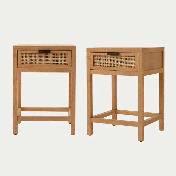 Pack 2 mesitas de noche ratán 1 cajón Badir Natural – Kenay Home