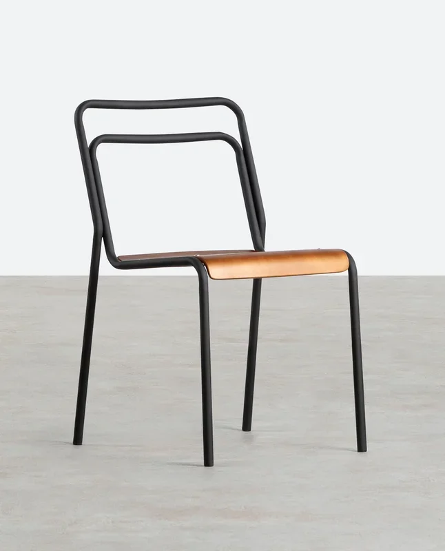 Pack 2 Sillas de Comedor de Acero y Madera Curi Negro mate – The Masie