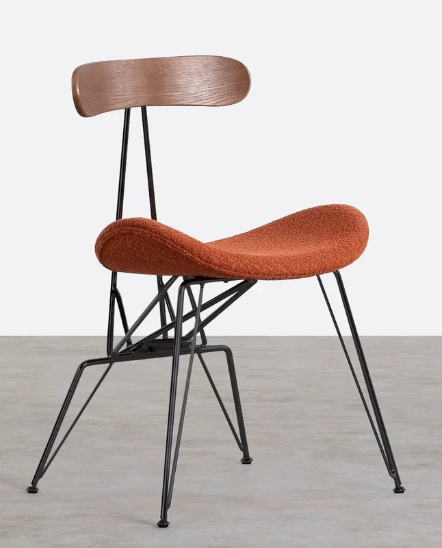 Pack 2 Sillas de Comedor de Tela y Madera Brunela Naranja Terra – The Masie