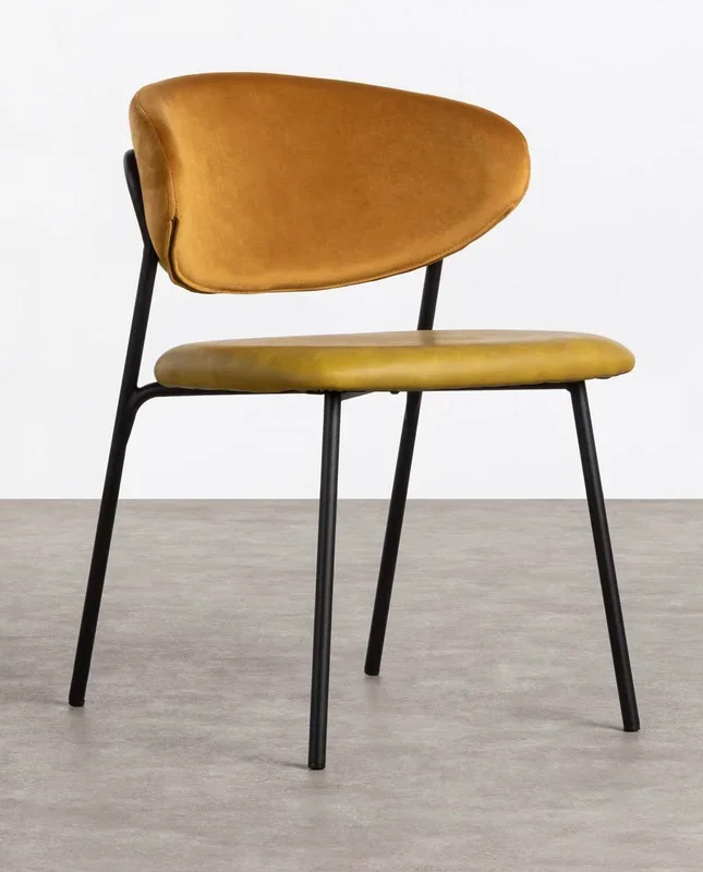 Pack 2 Sillas de Comedor de Terciopelo Mika Mostaza – The Masie