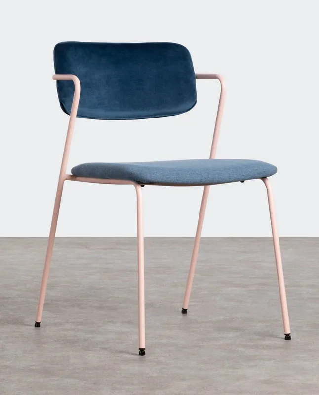 Pack 2 Sillas de Comedor de Terciopelo y Tela Irun Azul Storm – The Masie