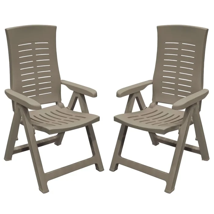 Pack 2 Sillones Plegables Muebles de Exterior Silver Estilo Práctico en Color Marrón 59x108x62 cm