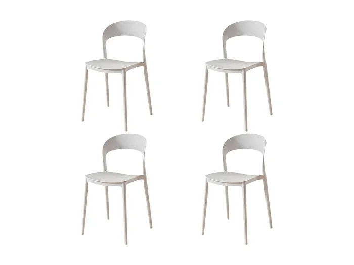 Pack 4 Sillas Cocina Princeton Respaldo Redondeado Blanco Moderno