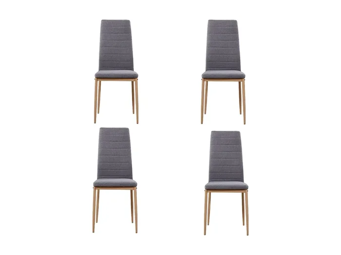 Pack 4 Sillas Comedor Cocina Modernas Tela Gris Patas Metal 98x42x48 cm