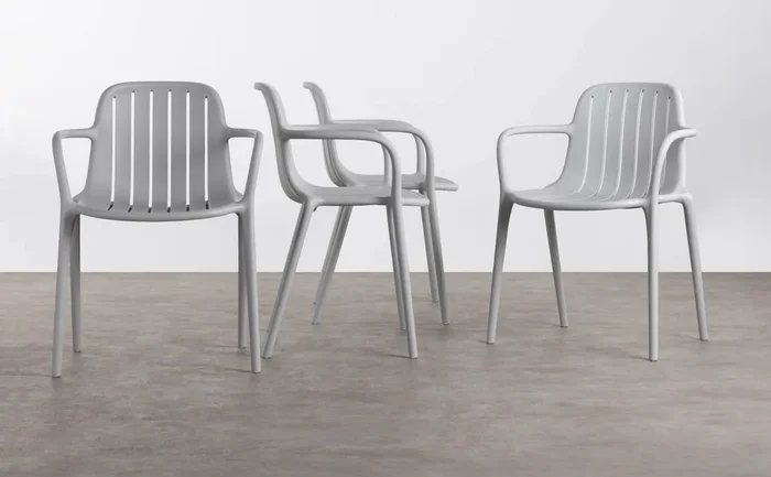 Pack 4 Sillas de Comedor de Polipropileno Brand Gris claro – The Masie