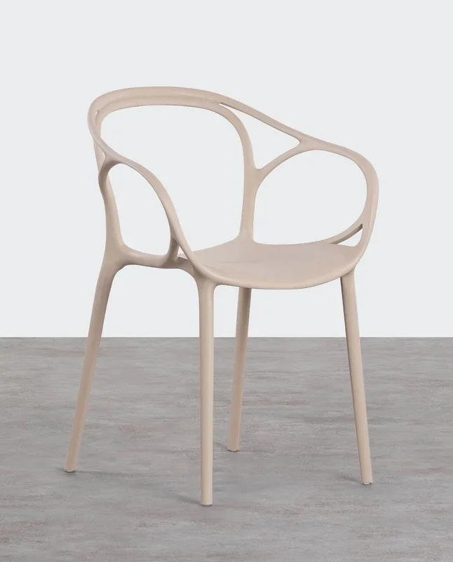 Pack 4 Sillas de Comedor de Polipropileno con Reposabrazos Erbra Beige Seashell – The Masie