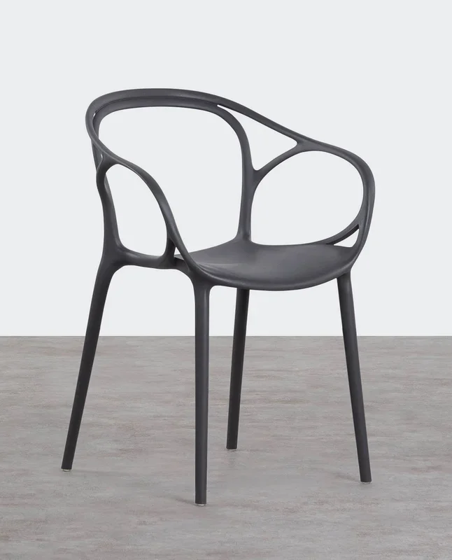 Pack 4 Sillas de Comedor de Polipropileno con Reposabrazos Erbra Gris Graphite – The Masie