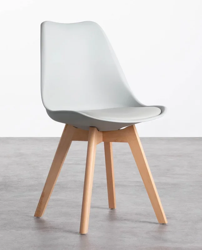 Pack 4 Sillas de Comedor de Polipropileno y Madera Fine Freya Gris claro – The Masie