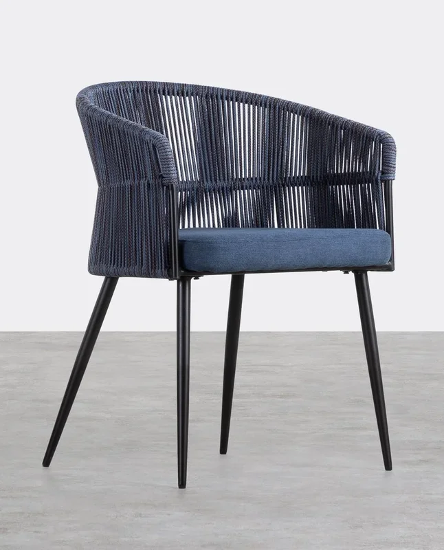 Pack 4 Sillas de Comedor en Tela y Cuerda Drean Azul petróleo – The Masie