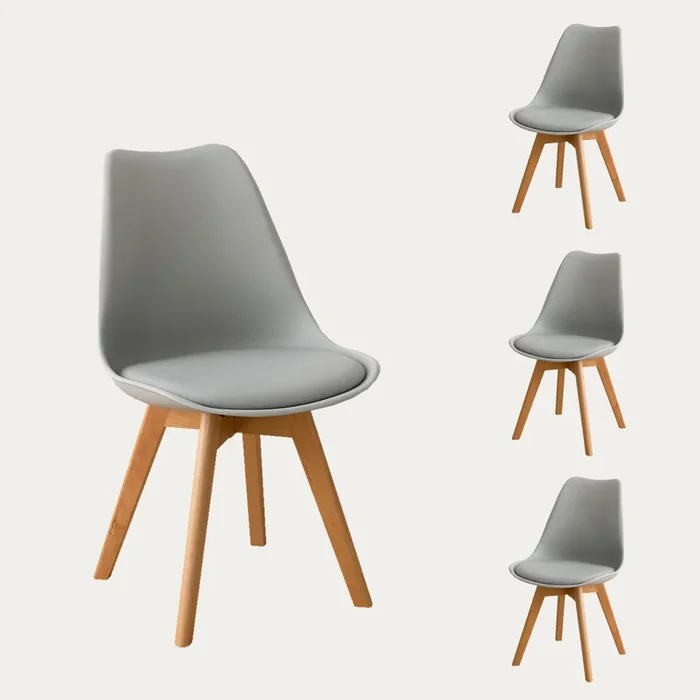 Pack 4 sillas polipropileno gris Scandinavian Gris – Kenay Home
