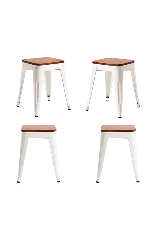 Pack 4 Taburetes Torix Pequeños Madera Natural – Blanco