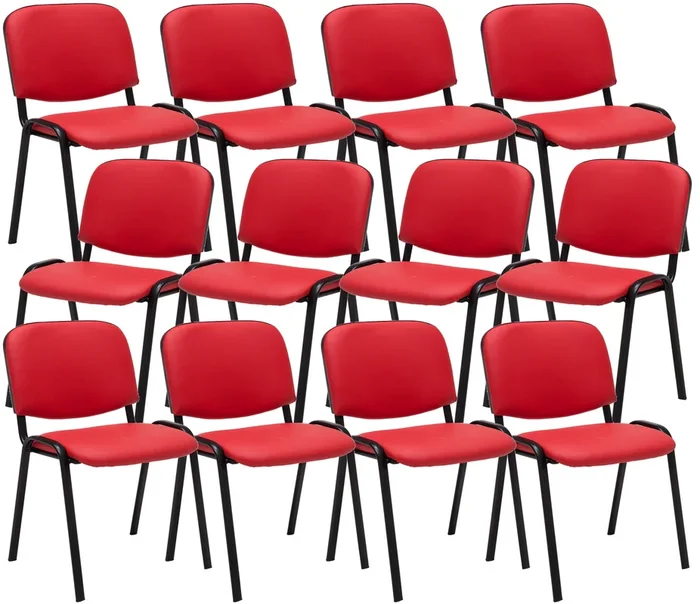 Pack De 12 Sillas Confidente Ken En Simil Cuero Rojo