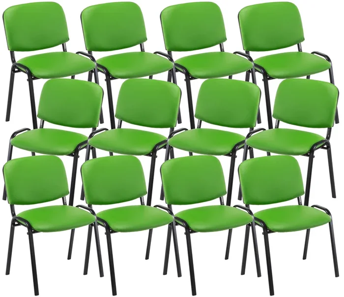 Pack De 12 Sillas Confidente Ken En Simil Cuero Verde
