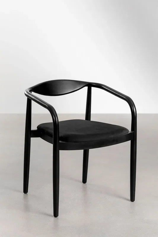 Pack de 2 Sillas de Comedor en Madera de Acacia y Terciopelo Mallory Negro Terciopelo Negro – SKLUM