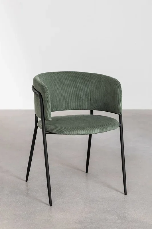 Pack de 2 Sillas de Comedor en Pana Nalon Verde Caqui – SKLUM