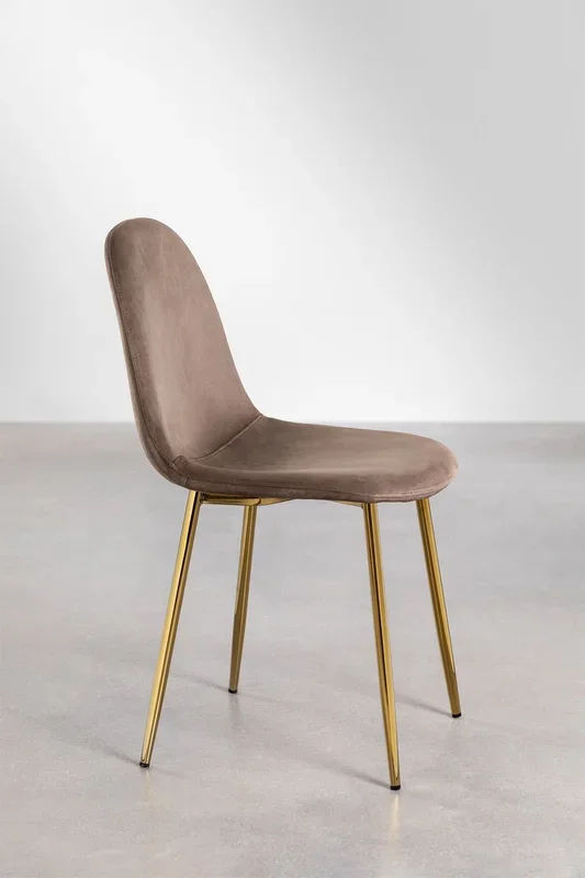 Pack de 2 sillas de comedor en terciopelo Glamm Marrón Army Dorado – SKLUM