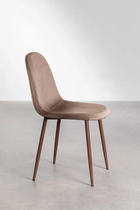 Pack de 2 sillas de comedor en terciopelo Glamm Marrón Army Madera Oscura – SKLUM