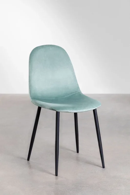 Pack de 2 sillas de comedor en terciopelo Glamm Verde Abeto Negro – SKLUM