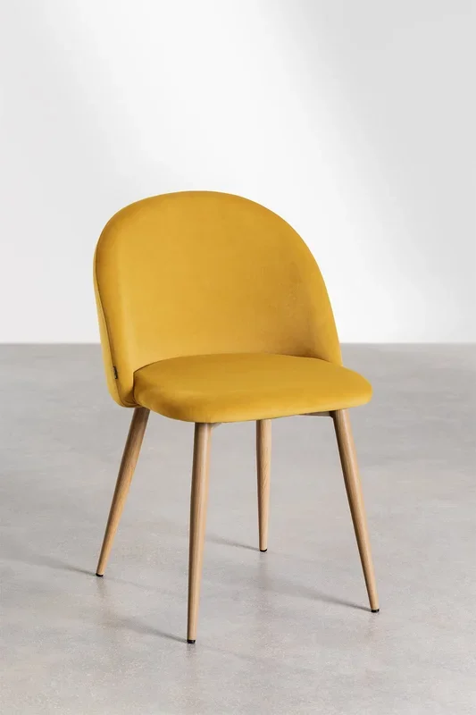 Pack de 2 Sillas de Comedor en Terciopelo Kana Mostaza – SKLUM