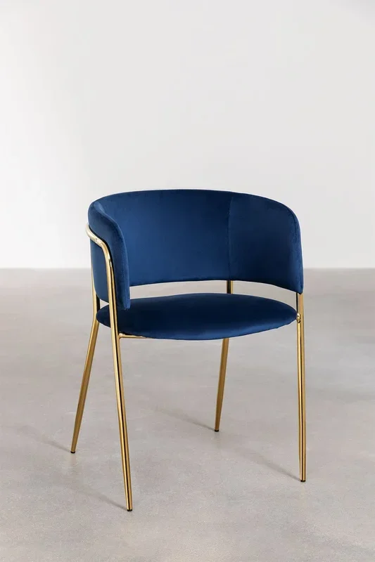 Pack de 2 Sillas de Comedor en Terciopelo Nalon Azul Marino – SKLUM