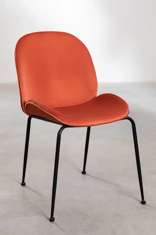 Pack de 2 sillas de comedor en terciopelo Pary Rojo Ladrillo – SKLUM