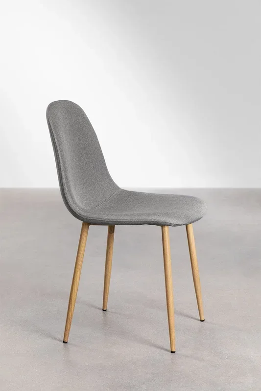 Pack de 2 Sillas de Comedor Glamm Madera Natural Lino Gris Hormigón – SKLUM