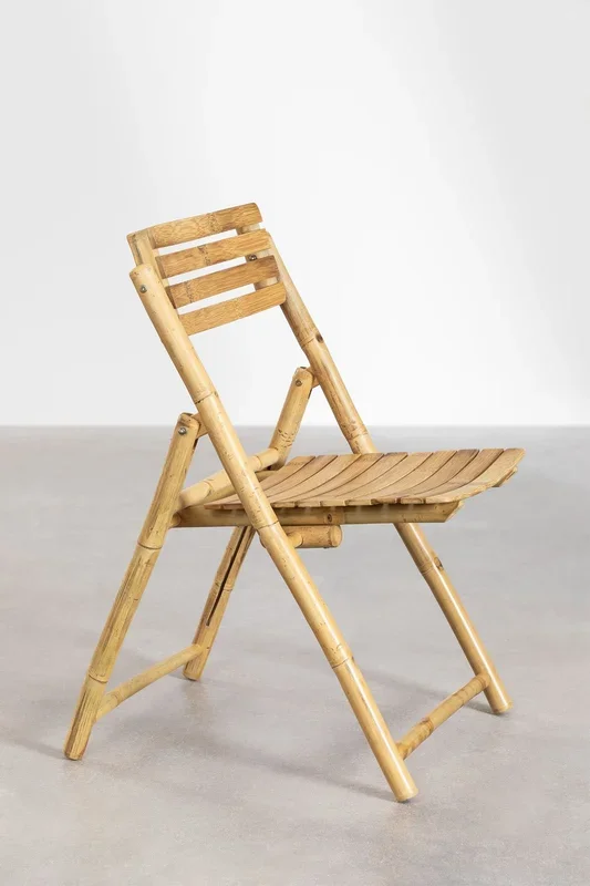 Pack de 2 Sillas de Comedor Plegables en Bambú Nelida Bambú Sin Cojín – SKLUM