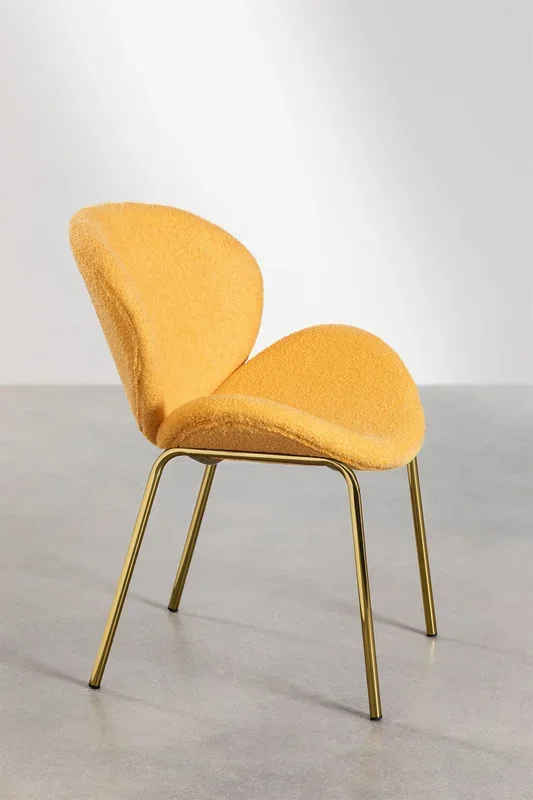 Pack de 2 Sillas de Comedor Tapizadas en Borreguito Fior Amarillo Curri – SKLUM