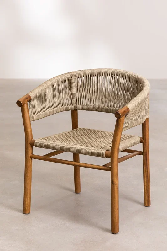 Pack de 2 Sillas de Jardín con Reposabrazos en Madera Tenay Classic Marrón Trigo – SKLUM