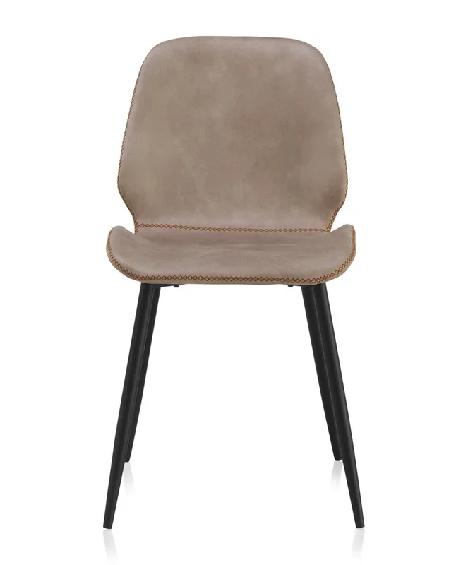 Pack de 2 sillones tapizados beige con patas de metal negro