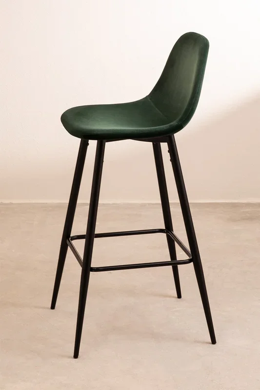Pack de 2 Taburetes Altos en Terciopelo Glamm ↑75 cm Verde Jungla Negro – SKLUM