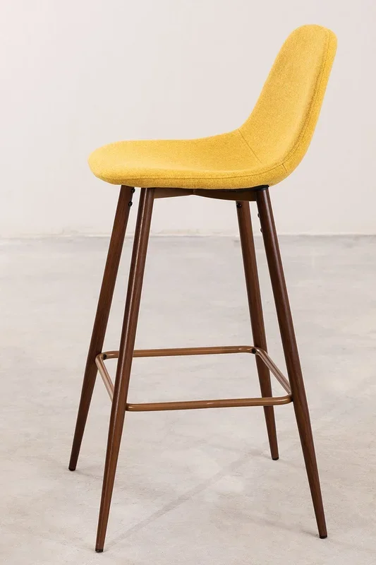 Pack de 2 Taburetes Altos Glamm ↑75 cm Amarillo Curri Madera Oscura – SKLUM