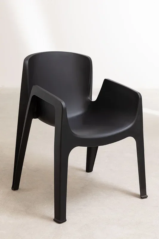 Pack de 4 Silla de Jardín Apilables Nina Negro – SKLUM