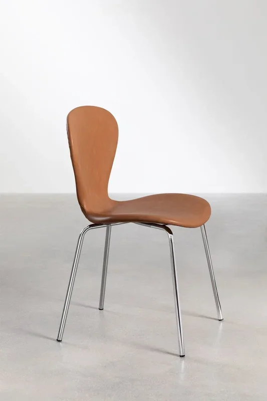 Pack de 4 Sillas de Comedor Apilables en Polipiel Uit Camel – SKLUM