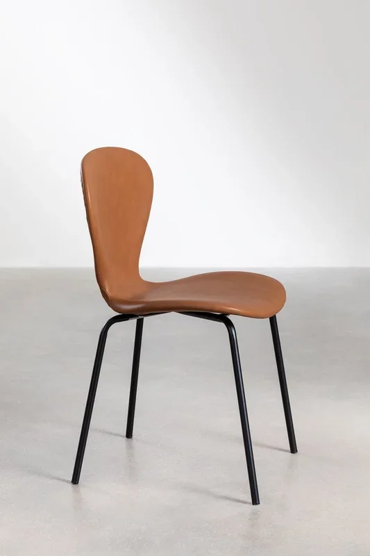 Pack de 4 Sillas de Comedor Apilables en Polipiel Uit Camel – SKLUM