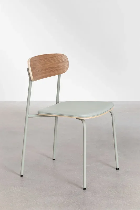 Pack de 4 Sillas de Comedor Apilables en Polipiel Wilpier Verde Caqui – SKLUM