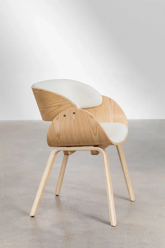 Pack de 4 Sillas de Comedor en Madera y Polipiel Lorete Madera Natural – SKLUM