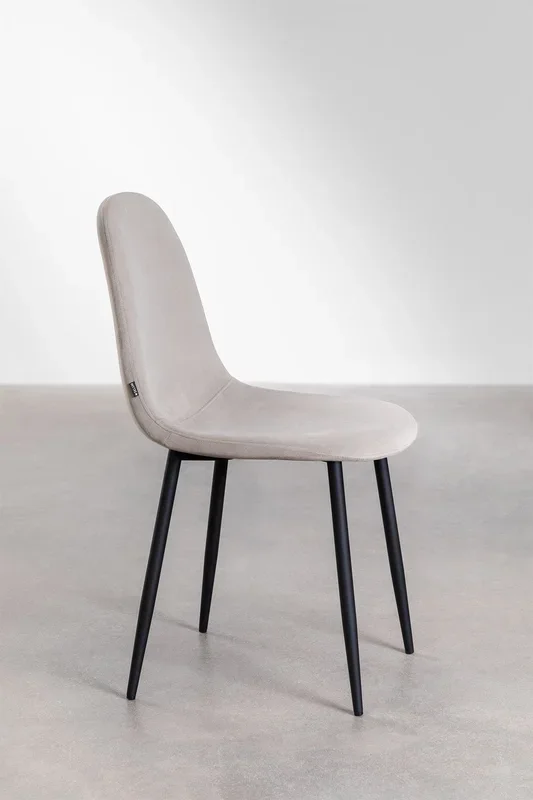 Pack de 4 sillas de comedor en terciopelo Glamm Gris Topo Negro – SKLUM