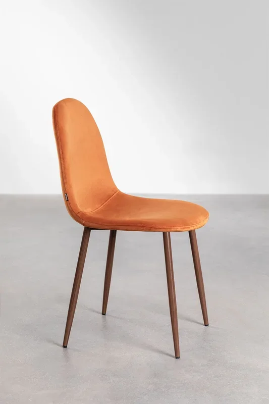 Pack de 4 sillas de comedor en terciopelo Glamm Óxido Madera Oscura – SKLUM
