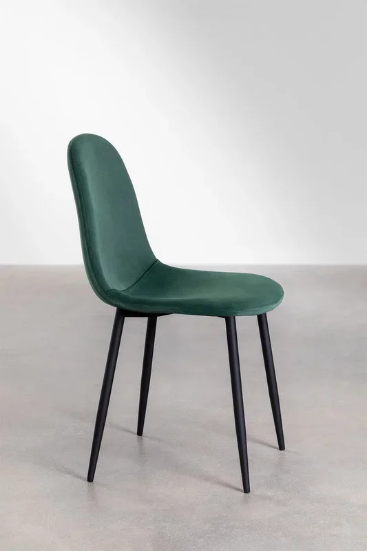 Pack de 4 sillas de comedor en terciopelo Glamm Verde Jungla Negro – SKLUM