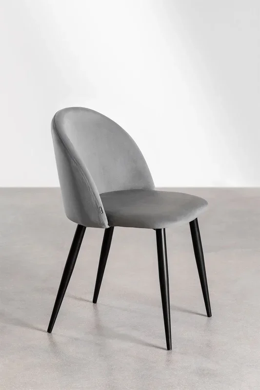 Pack de 4 Sillas de Comedor en Terciopelo Kana Marrón Trigo – SKLUM