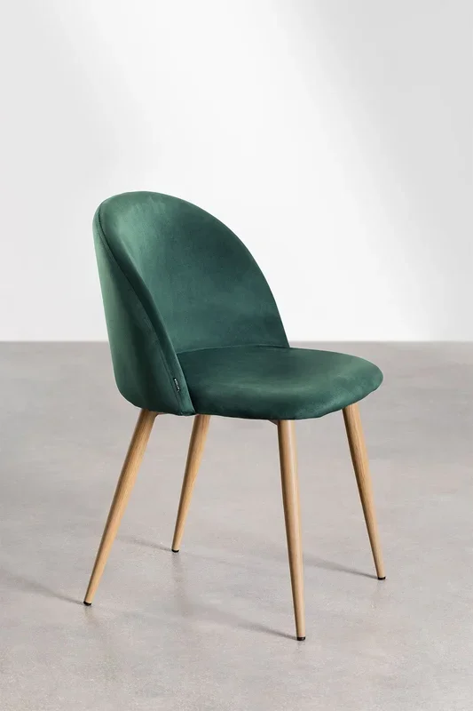 Pack de 4 Sillas de Comedor en Terciopelo Kana Verde Jungla – SKLUM
