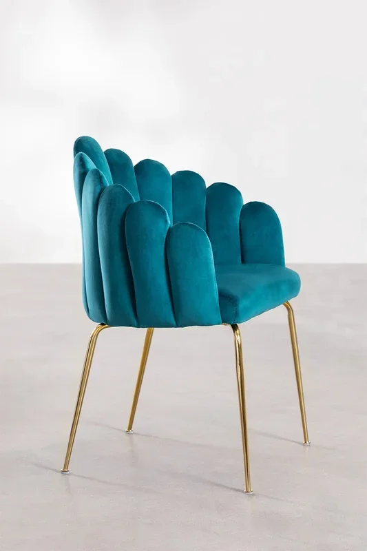 Pack de 4 Sillas de Comedor en Terciopelo Markina Azul Turquesa Intenso – SKLUM